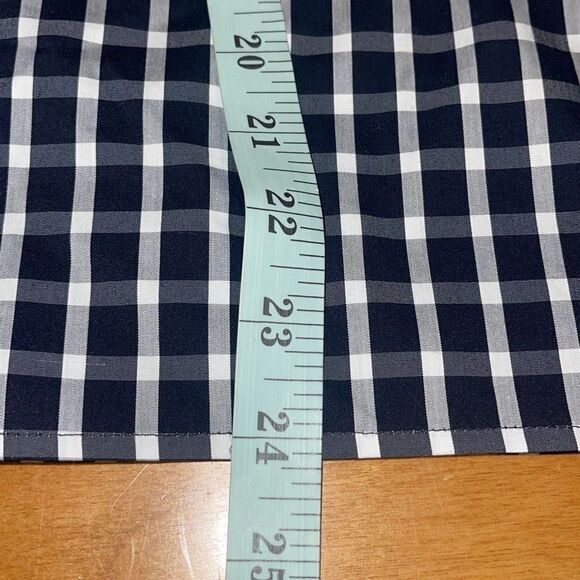 1901 Sleeveless Navy Buffalo Plaid Sleeveless Scalloped Top Blouse Small NWOT - Picture 10 of 10